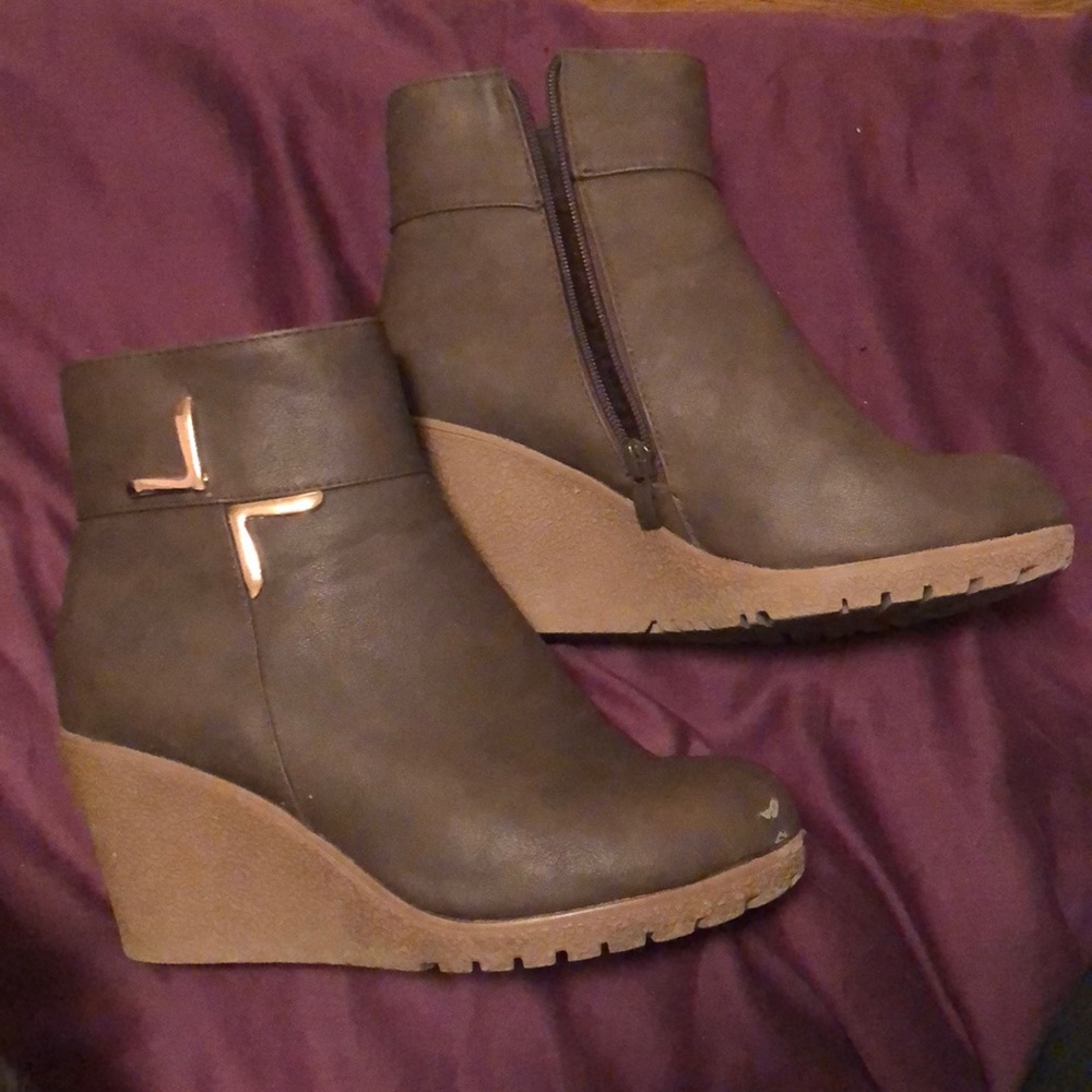 Brown wedge heel boots (2/$20)